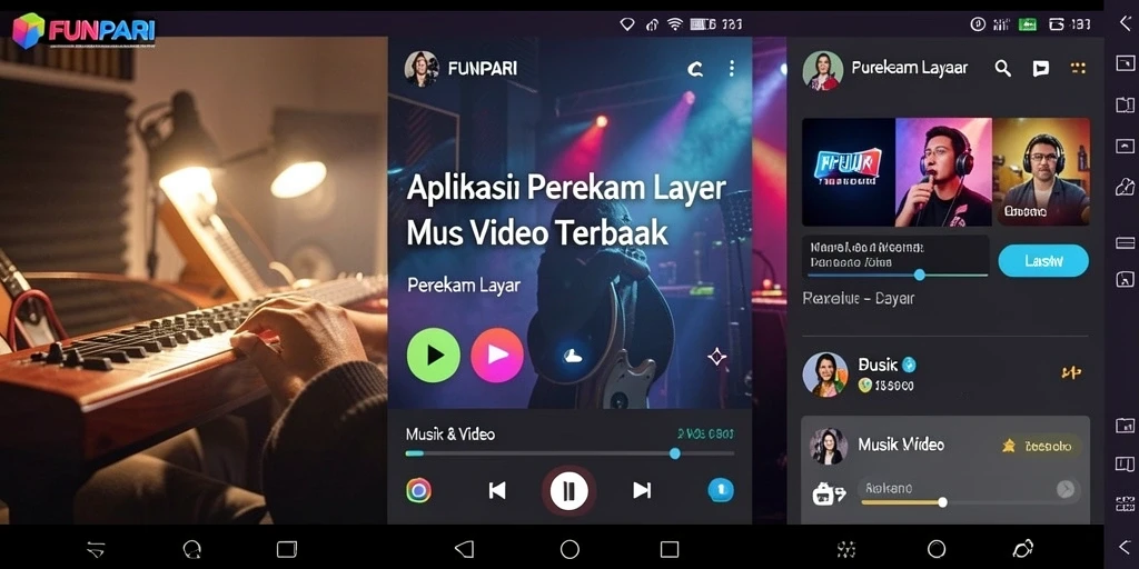 Tampilan antarmuka perekam layar FUNPARI yang sederhana dan menarik.