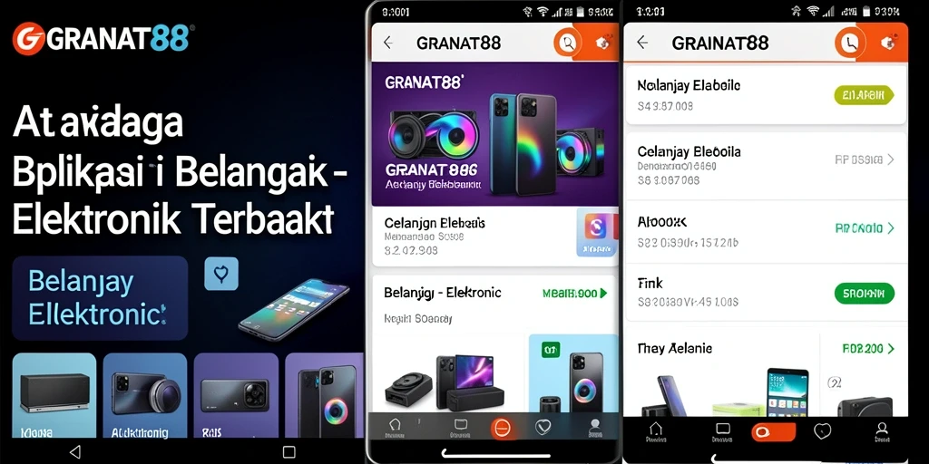 Antarmuka menarik aplikasi GRANAT88 untuk belanja elektronik.