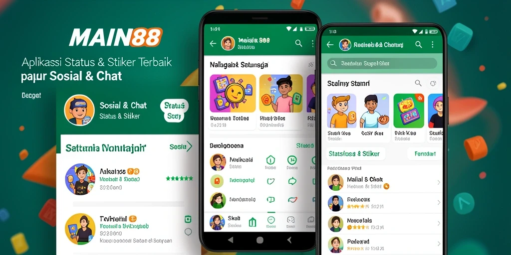 Antarmuka aplikasi MAIN88 dengan variasi stiker menarik.